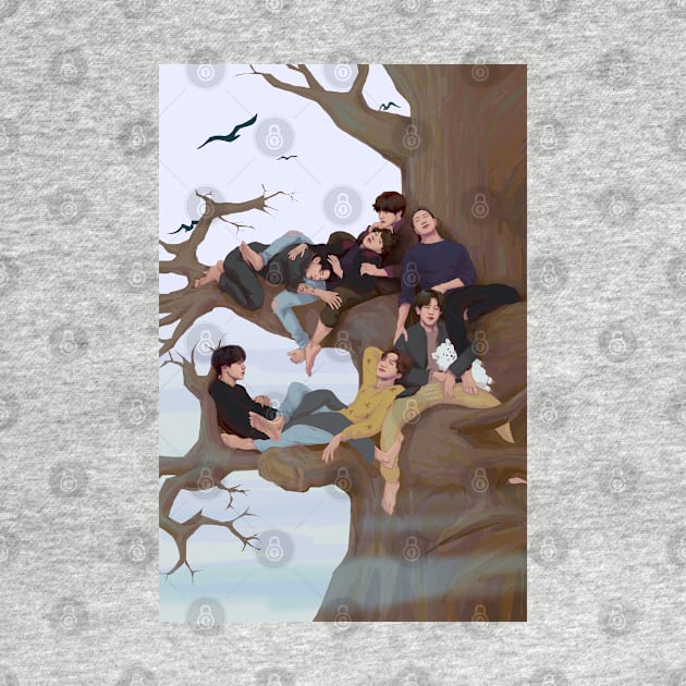 Bangtan in a Tree by Elsa-draws